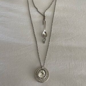 Silver teacup and spoon necklace set